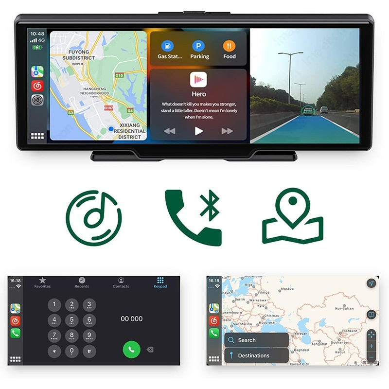 Câmara de Carro Dupla com GPS, Touch Screen e Carplay