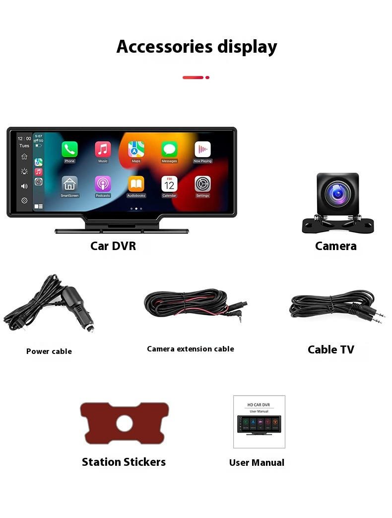 Câmara de Carro Dupla com GPS, Touch Screen e Carplay